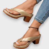 Aranka™  - Arany bőr flip-flop szandál