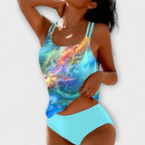 Flóra™  - Virágmintás egyrészes fürdőruha dupla pánttal