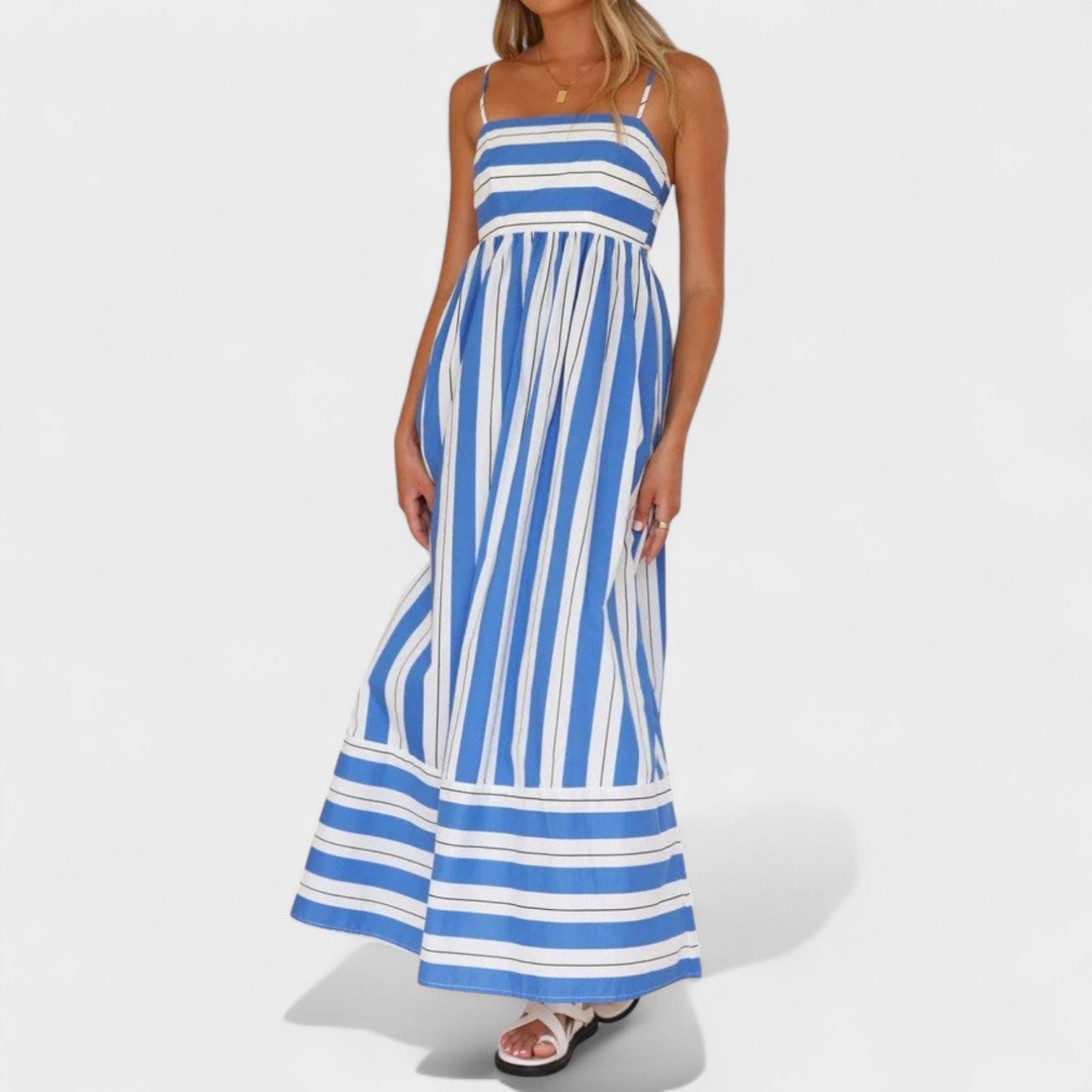 Cecília™ - Csíkos textúrás ruha