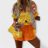 Cíntia™ - Mintás ing és rövidnadrág szett