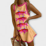 Nóra™ - Halas Mintás Mini Ruha