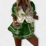 Borbála™ - Festői mintás ing és rövidnadrág szett