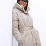 Viktória™ - Steppelt kabát öves dísszel