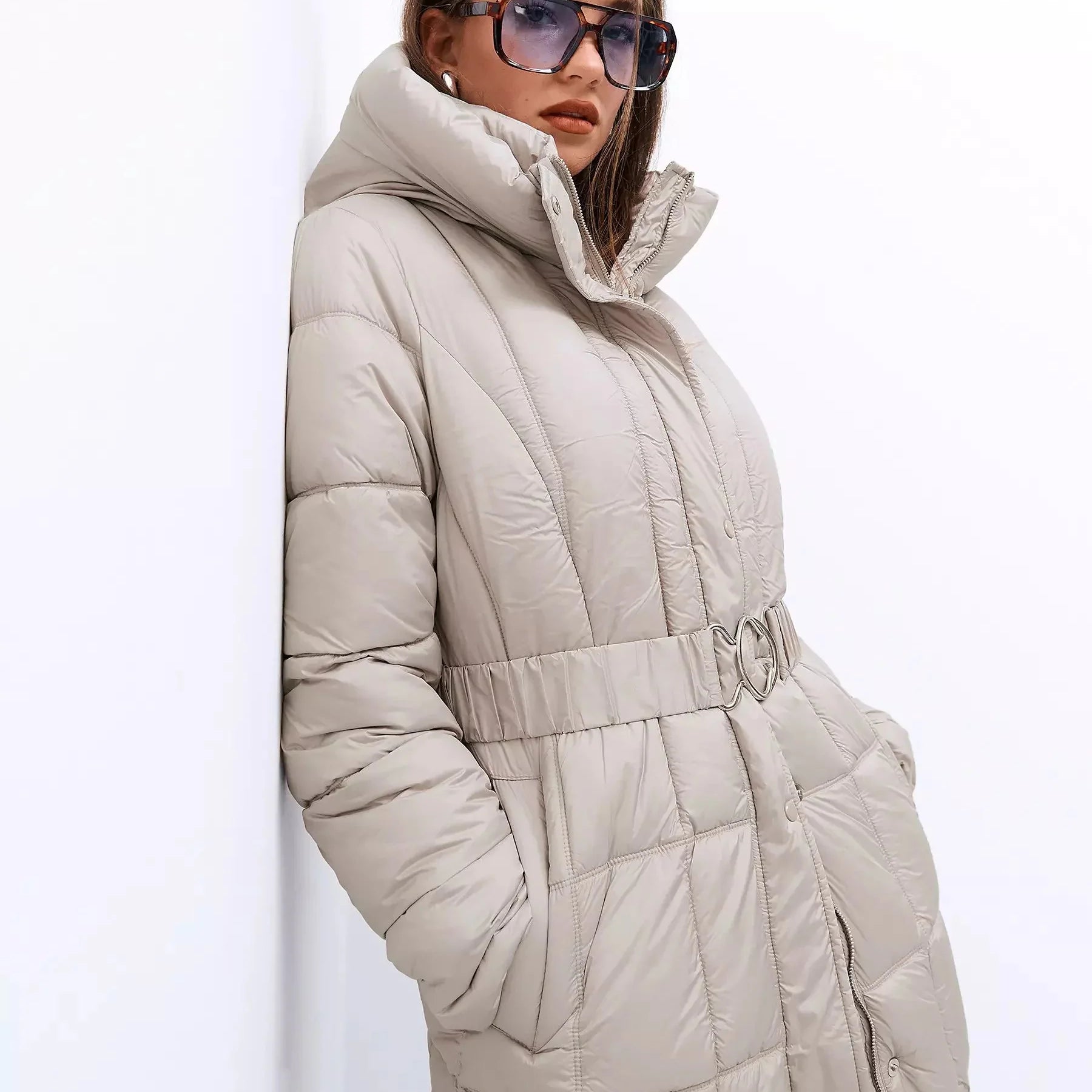 Viktória™ - Steppelt kabát öves dísszel