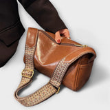 Bíborka™ - Fényes bőr mini táska jacquard pánttal