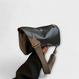 Bíborka™ - Fényes bőr mini táska jacquard pánttal