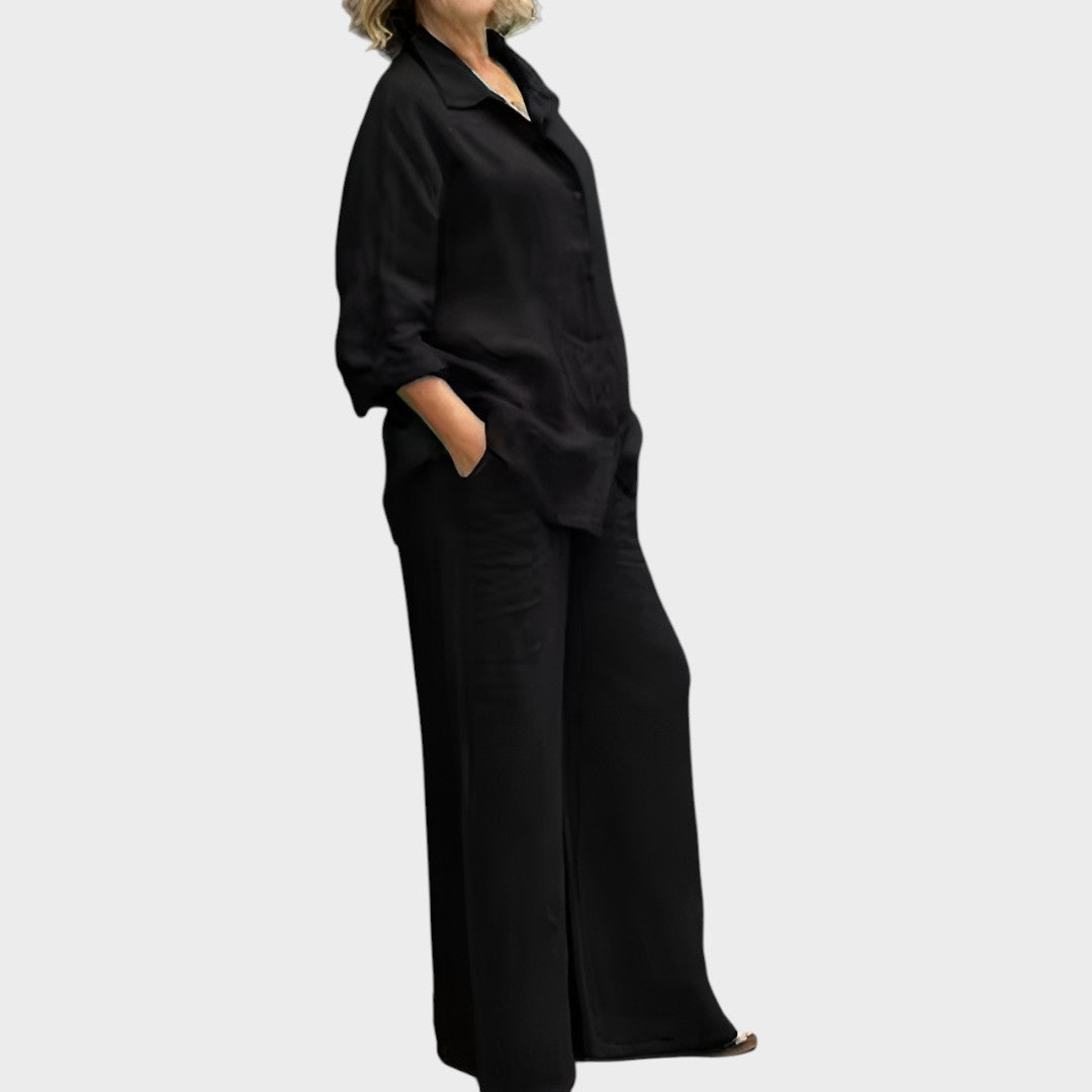 Ulrika™ - Len ing és wide leg nadrág szett