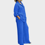 Ulrika™ - Len ing és wide leg nadrág szett