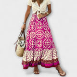 Orsolya™ - Geometrikus mintás szoknya fodros aljjal