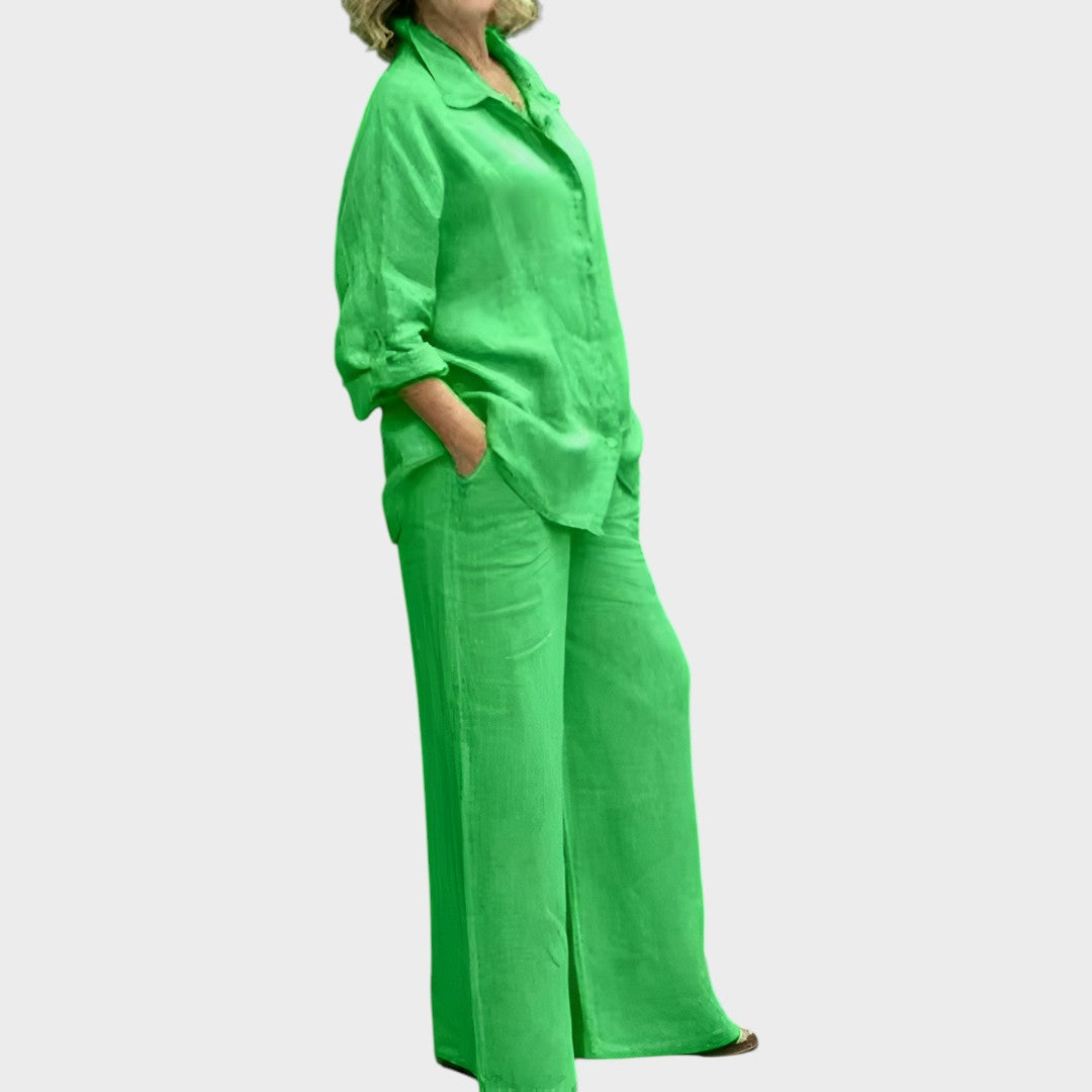 Ulrika™ - Len ing és wide leg nadrág szett