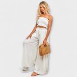 Hajnalka™ - Wide leg nadrág fodros magas derékpánttal