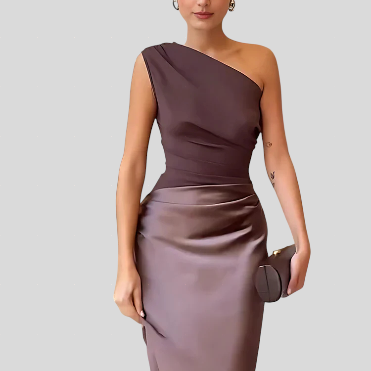 Lujzika™ - Csillogó aszimmetrikus vállú ruha