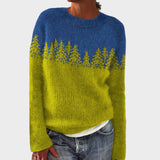 Erika™ - Erdő mintás color block pulóver