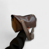 Bíborka™ - Fényes bőr mini táska jacquard pánttal