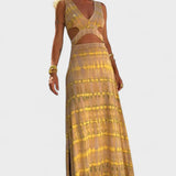 Napfény™  - Tie-dye maxi ruha kivágásokkal