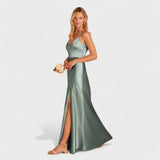 Szonja™ - Szatén slip ruha drapírozott nyakkal