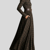 Kornélia™ - Kockás kabát ruha övvel