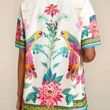 Orsolya™ - Trópusi virágmintás kimonó és rövidnadrág szett