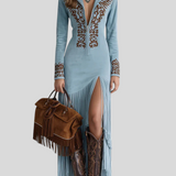 Hanna™ - Hímzett western ruha rojtokkal