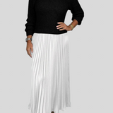 Krisztina™ - Kötött ruha pliszírozott szoknyával