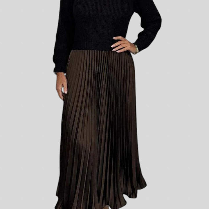 Krisztina™ - Kötött ruha pliszírozott szoknyával