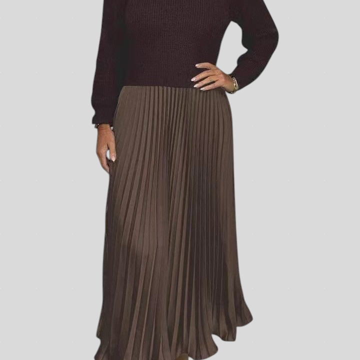 Krisztina™ - Kötött ruha pliszírozott szoknyával