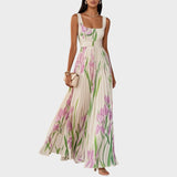 Risz™ - Virágmintás pliszírozott maxi ruha