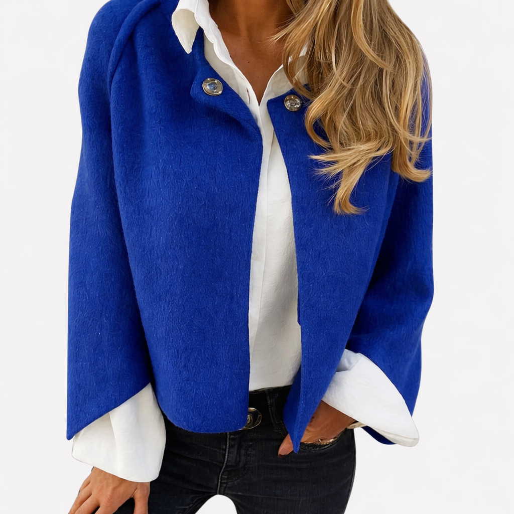 Kinga™ - Rövid cape blézer ékszer gombokkal