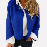 Kinga™ - Rövid cape blézer ékszer gombokkal