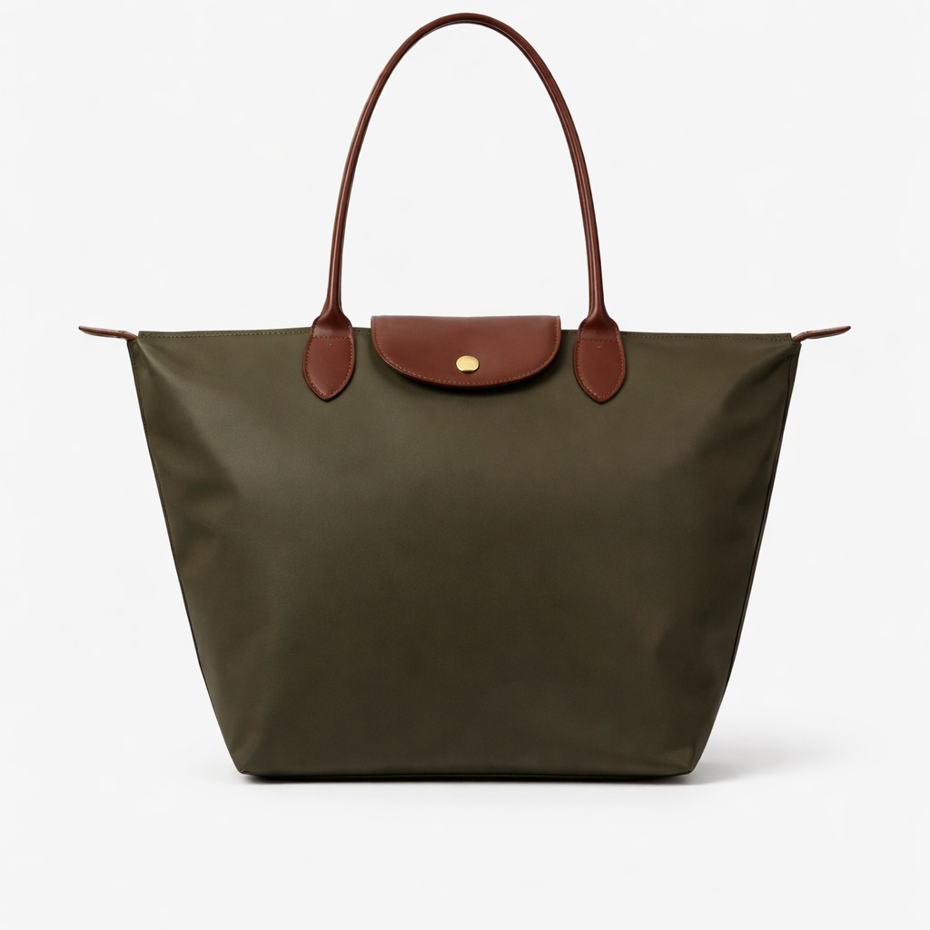 Nina™ - Nylon tote táska bőr részletekkel