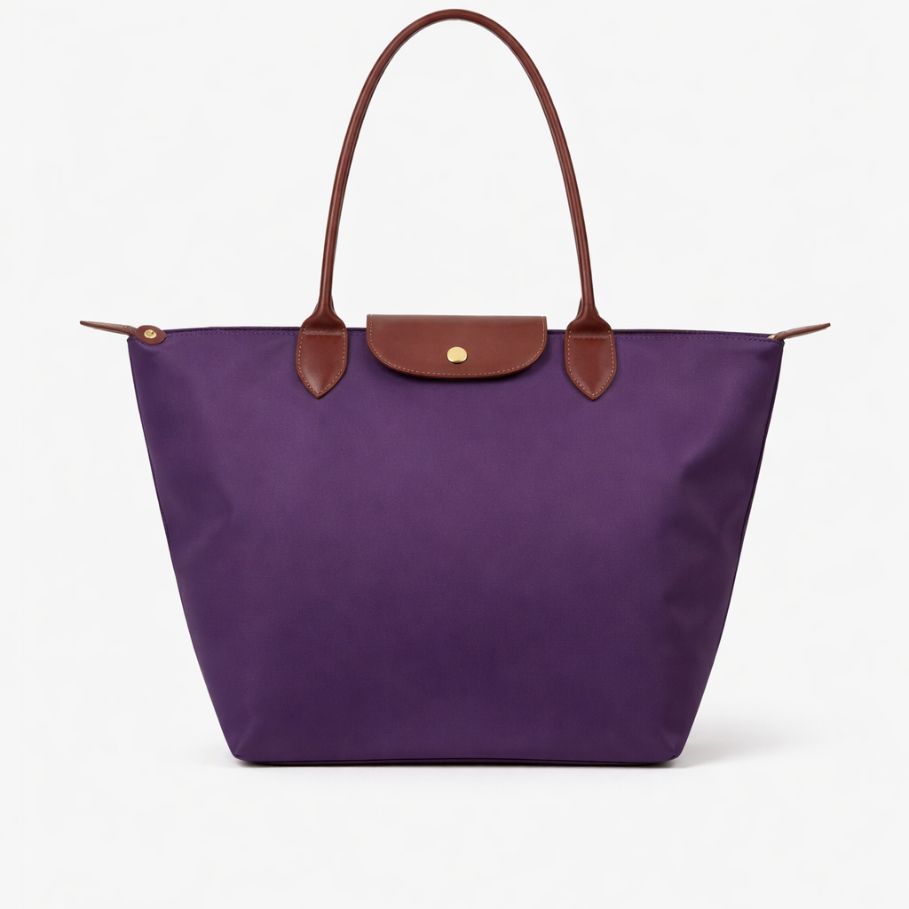Nina™ - Nylon tote táska bőr részletekkel