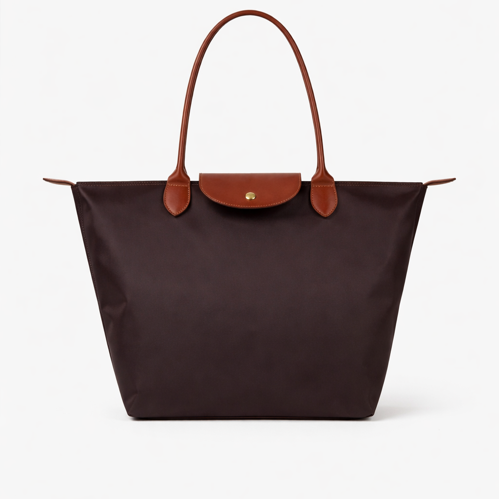 Nina™ - Nylon tote táska bőr részletekkel
