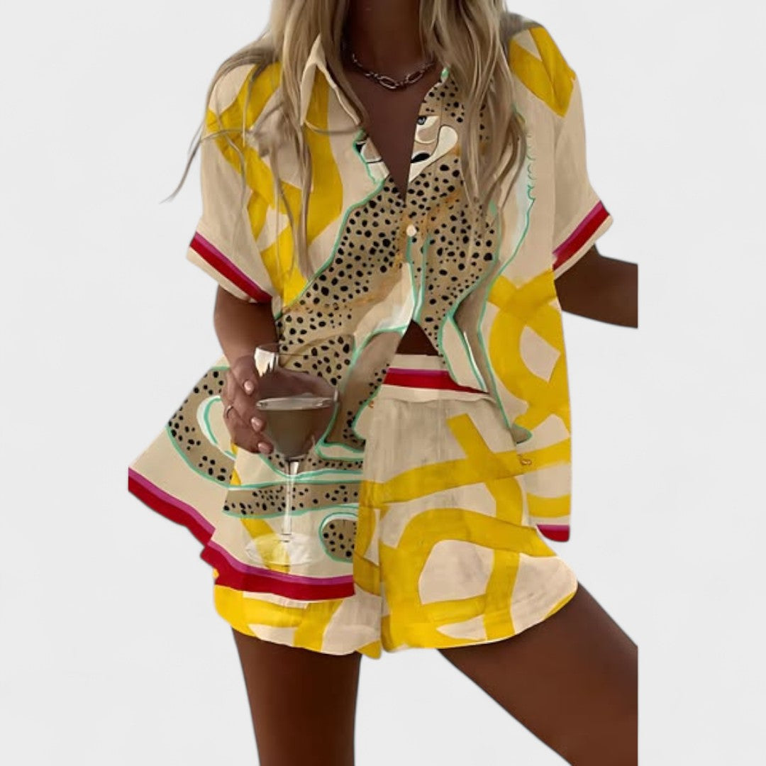 Korália™ - Grafikus mintás ing-short szett