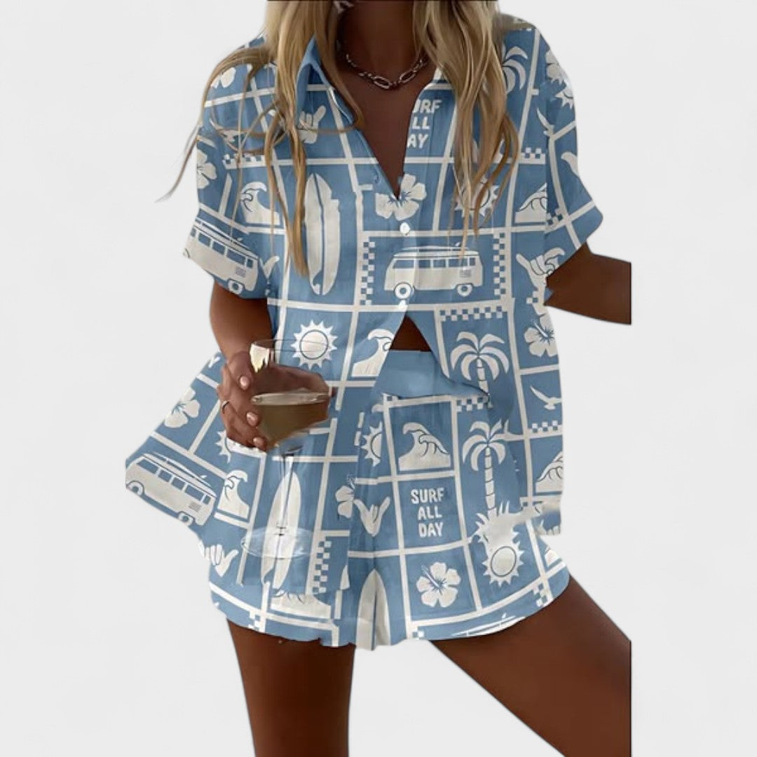 Korália™ - Grafikus mintás ing-short szett