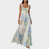 Risz™ - Virágmintás pliszírozott maxi ruha