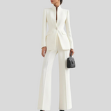 Helga™ - Magas gallérú blézer és flare nadrág szett