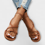 Lenke™ - Keresztpántos lapos szandál bokapánttal