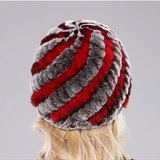 Flóra™ - Csíkos szőrme sapka