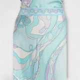 Zorka™ - Grafikus mintás halter top és aszimmetrikus szatén szoknya szett