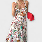 Dorina™ - Kagylómintás crop top és maxi szoknya szett