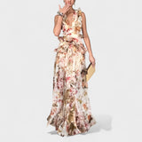 Viktória™ - Virágos alkalmi ruha fodrokkal