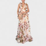 Viktória™ - Virágos alkalmi ruha fodrokkal