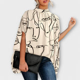 Szandra™ - Nyomott Mintás Denevérujjas Blúz