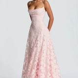 Pannika™ - Virágos applikációs maxi ruha