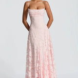 Pannika™ - Virágos applikációs maxi ruha