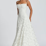 Pannika™ - Virágos applikációs maxi ruha