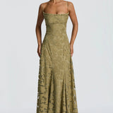 Pannika™ - Virágos applikációs maxi ruha