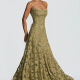 Pannika™ - Virágos applikációs maxi ruha