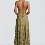 Pannika™ - Virágos applikációs maxi ruha