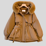 Panna™ - Szőrmés crop puffer kabát